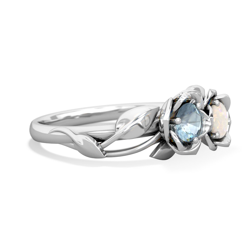 Aquamarine Rose Garden 14K White Gold ring R5510