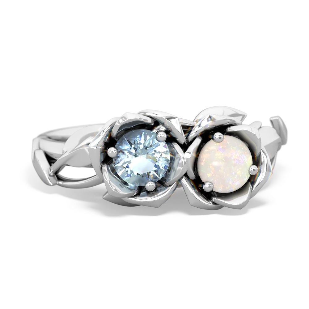 Aquamarine Rose Garden 14K White Gold ring R5510