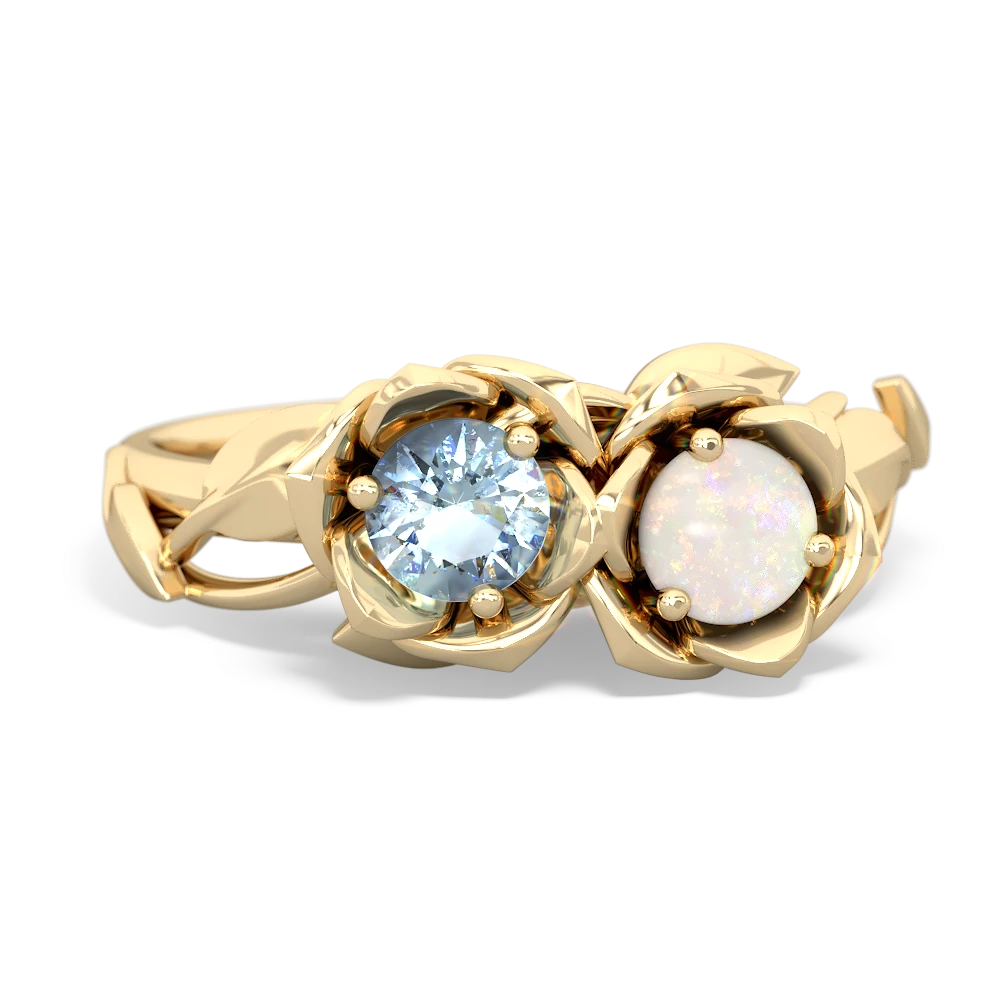 Aquamarine Rose Garden 14K Yellow Gold ring R5510