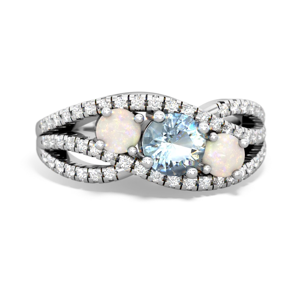 Aquamarine Three Stone Aurora 14K White Gold ring R3080