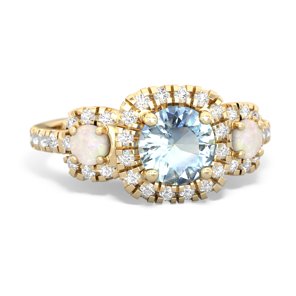 Aquamarine Regal Halo 14K Yellow Gold ring R5350