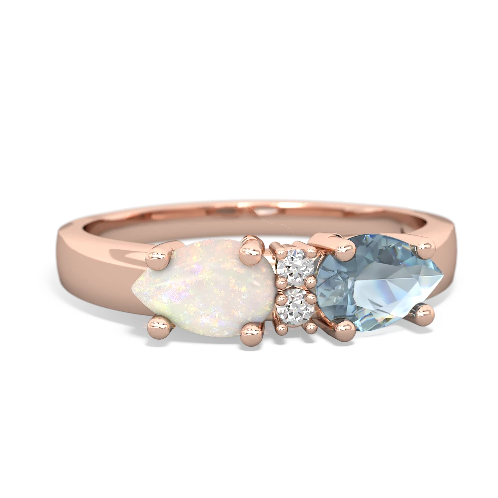 Aquamarine Pear Bowtie 14K Rose Gold ring R0865