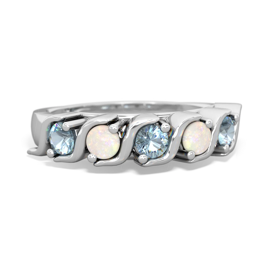 Aquamarine Anniversary Band 14K White Gold ring R2089