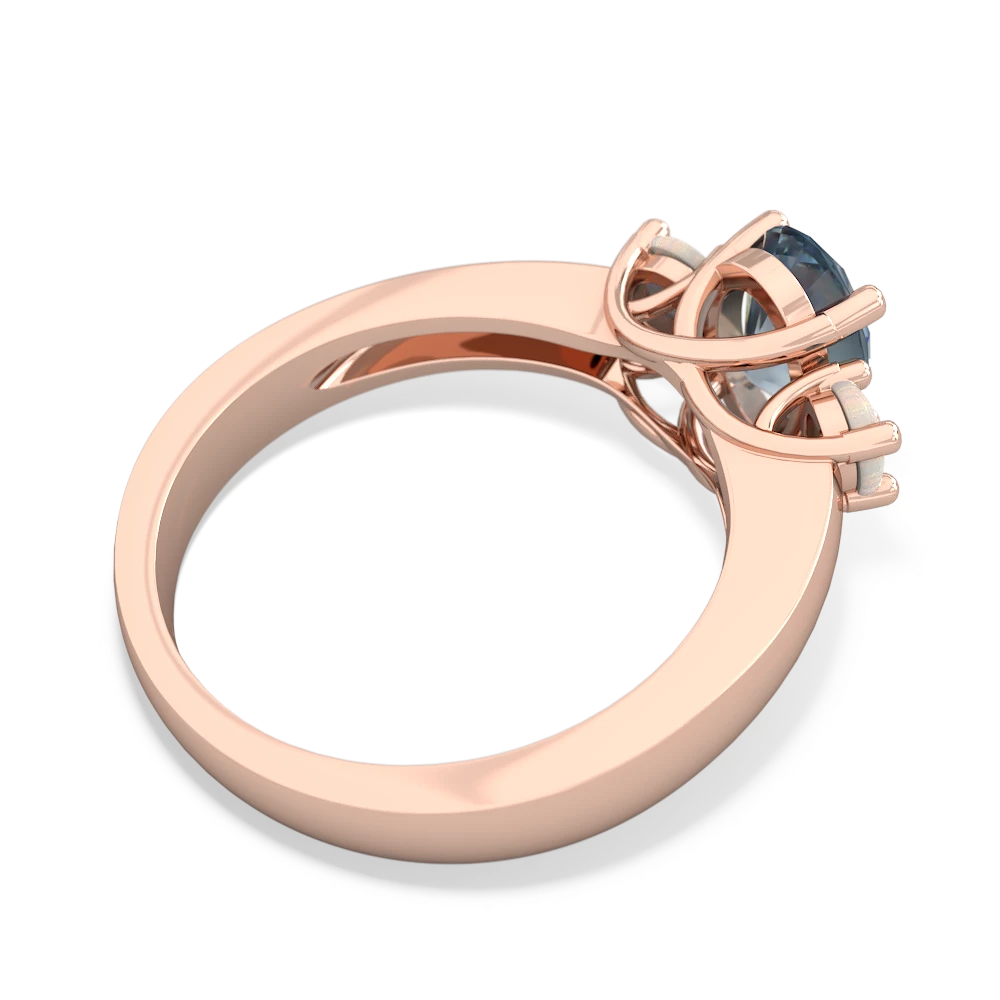 Aquamarine Three Stone Oval Trellis 14K Rose Gold ring R4024