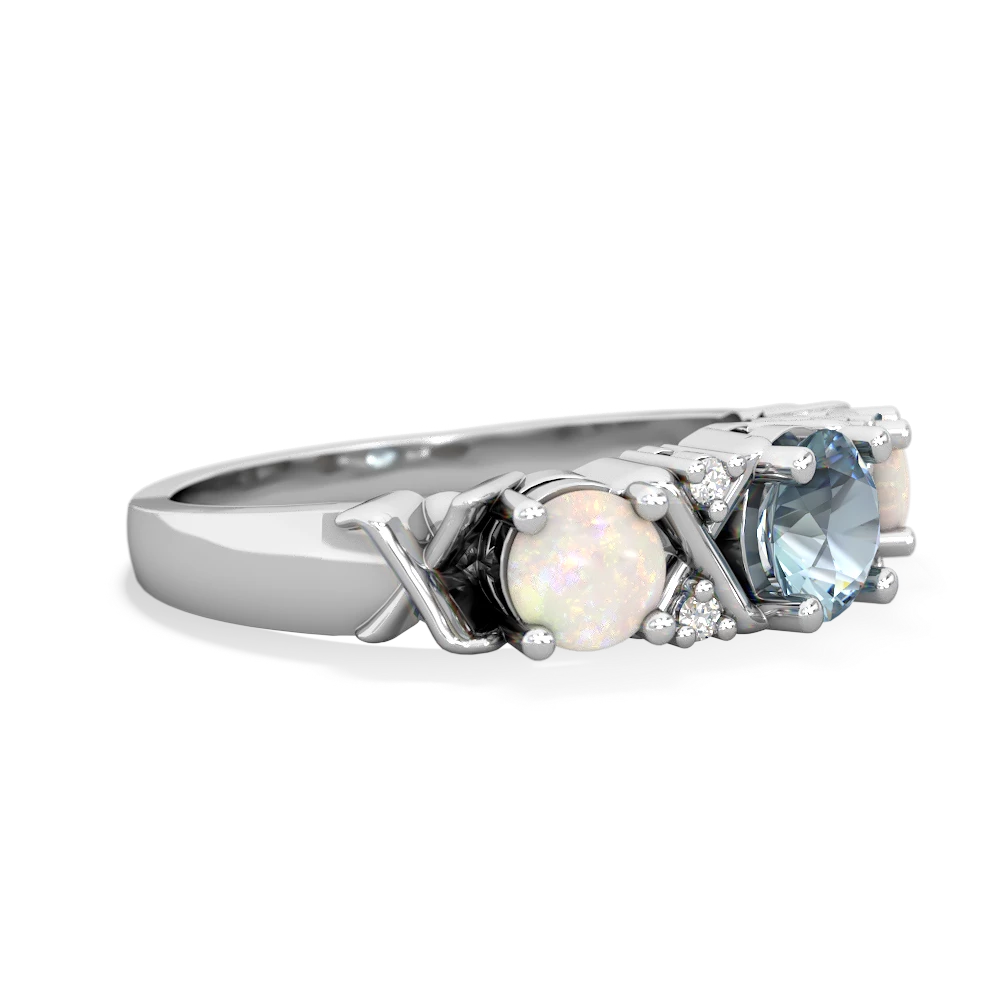 Aquamarine Hugs And Kisses 14K White Gold ring R5016
