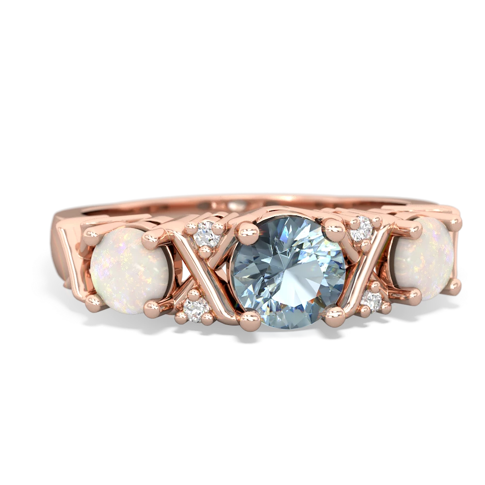 Aquamarine Hugs And Kisses 14K Rose Gold ring R5016