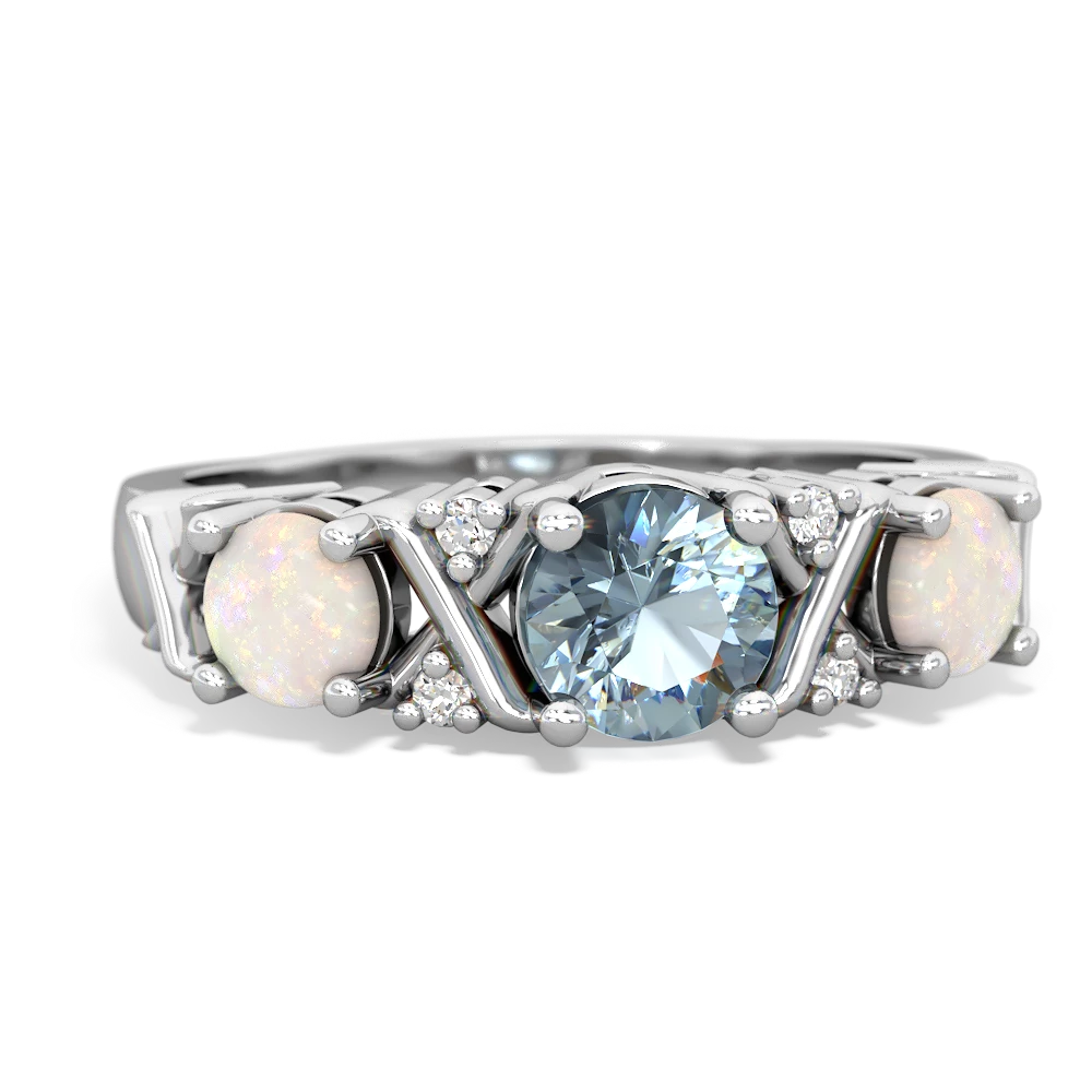 Aquamarine Hugs And Kisses 14K White Gold ring R5016