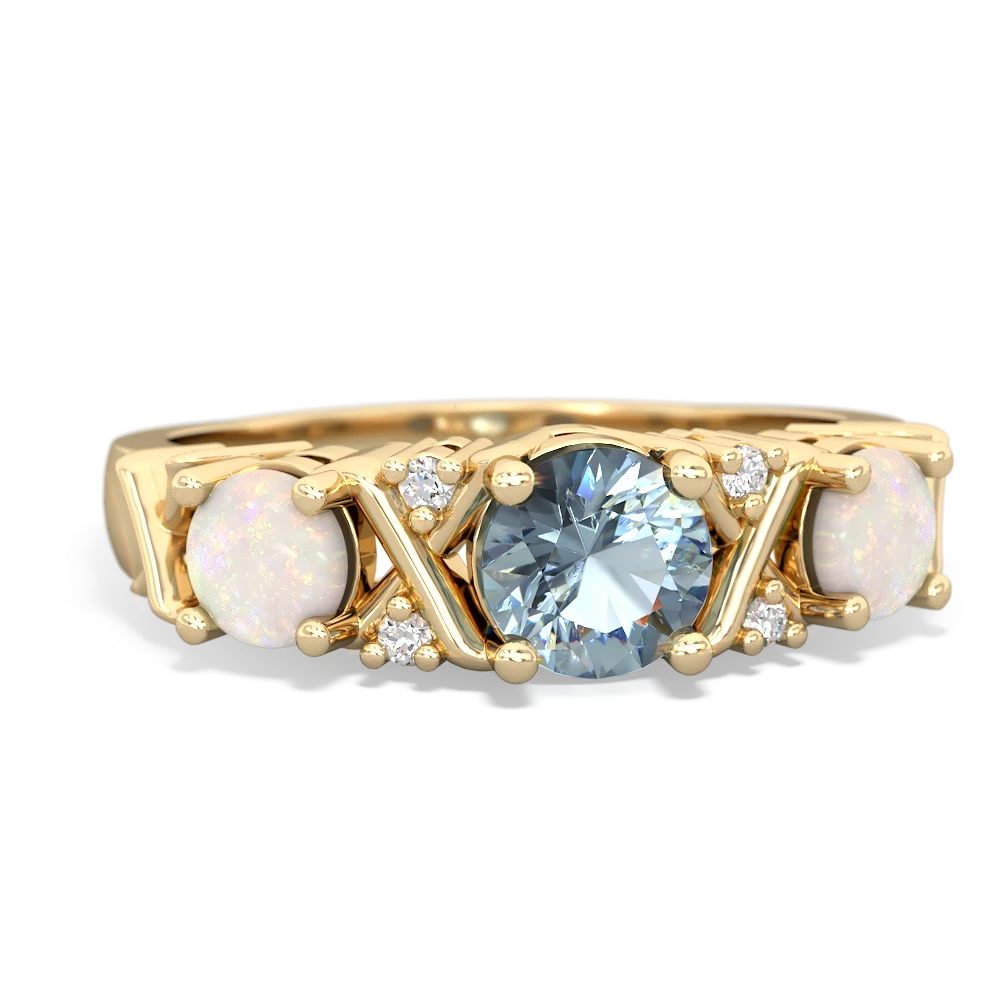 Aquamarine Hugs And Kisses 14K Yellow Gold ring R5016