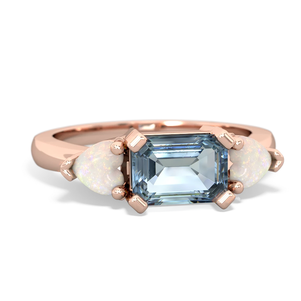 Aquamarine Three Stone 14K Rose Gold ring R5235