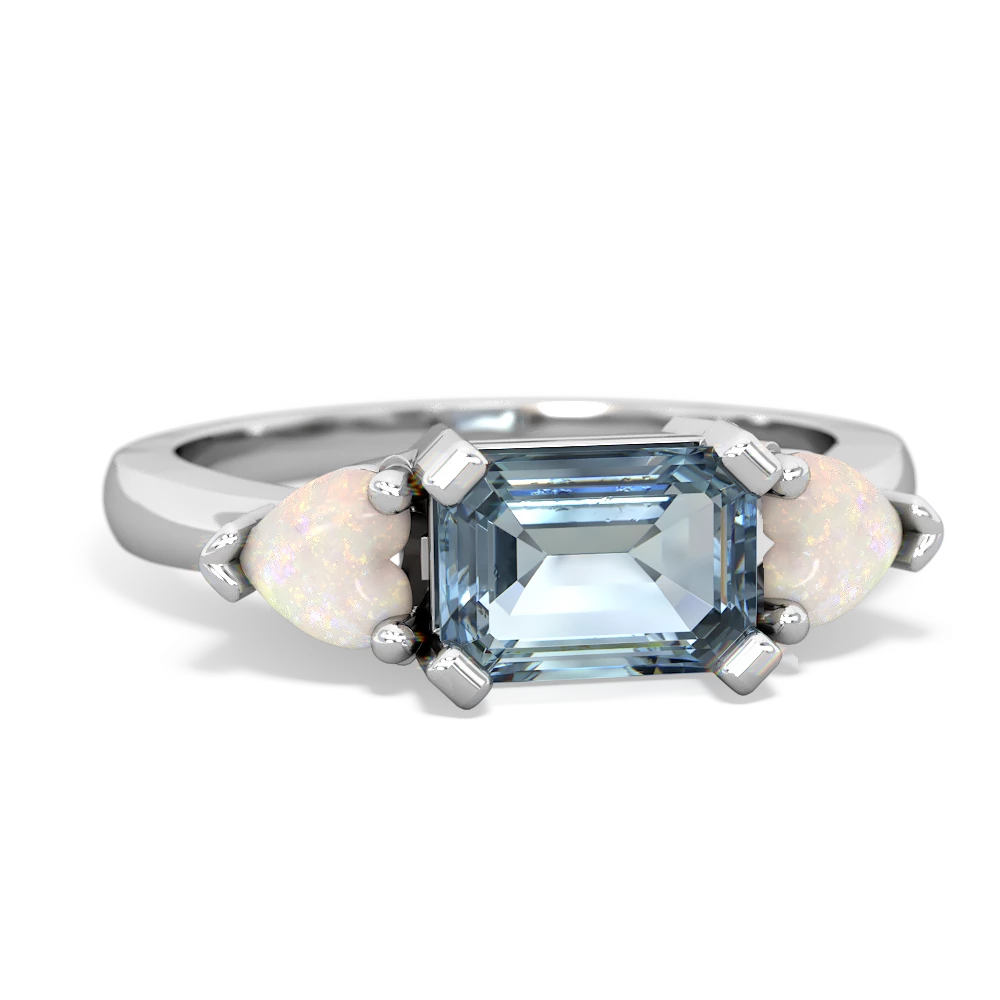 Aquamarine Three Stone 14K White Gold ring R5235