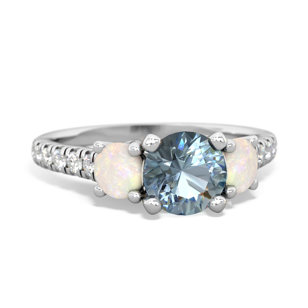 Aquamarine Pave Trellis 14K White Gold ring R5500