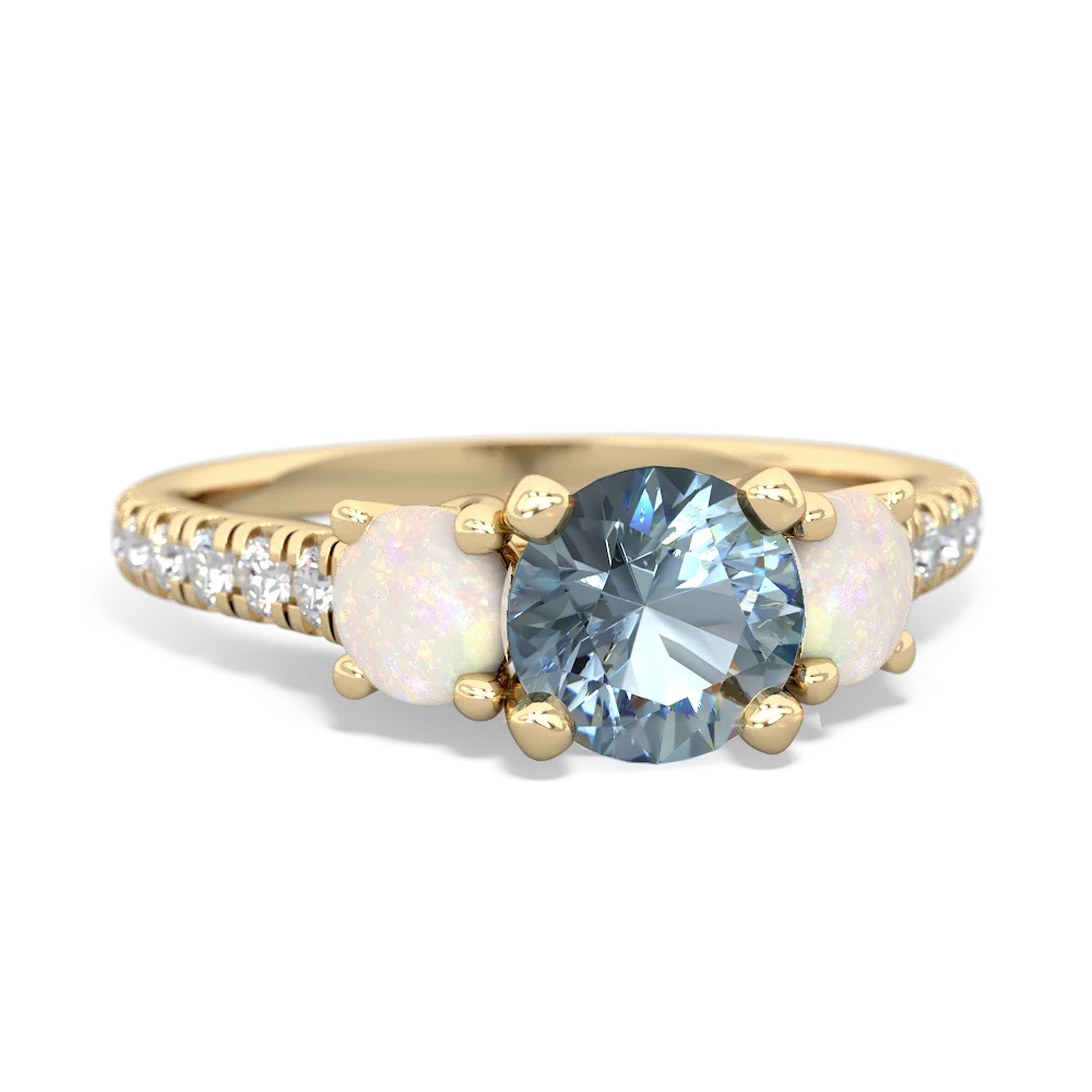 Aquamarine Pave Trellis 14K Yellow Gold ring R5500