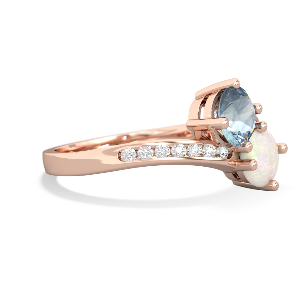 Aquamarine Channel Set Two Stone 14K Rose Gold ring R5303