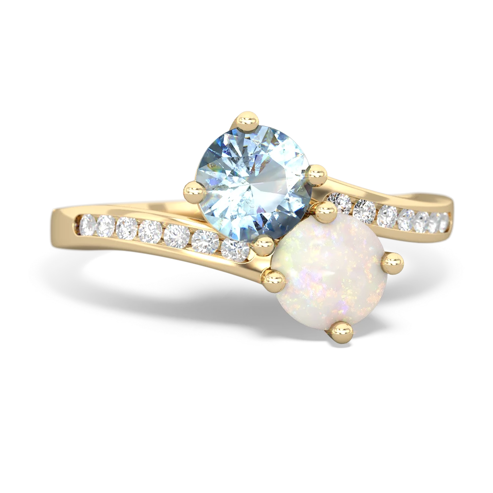 Aquamarine Channel Set Two Stone 14K Yellow Gold ring R5303