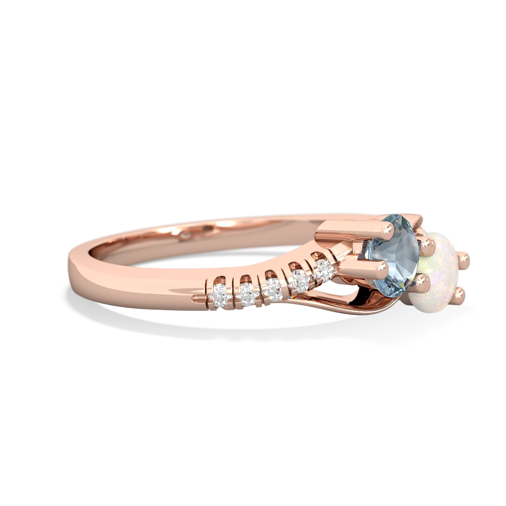 Aquamarine Infinity Pave Two Stone 14K Rose Gold ring R5285