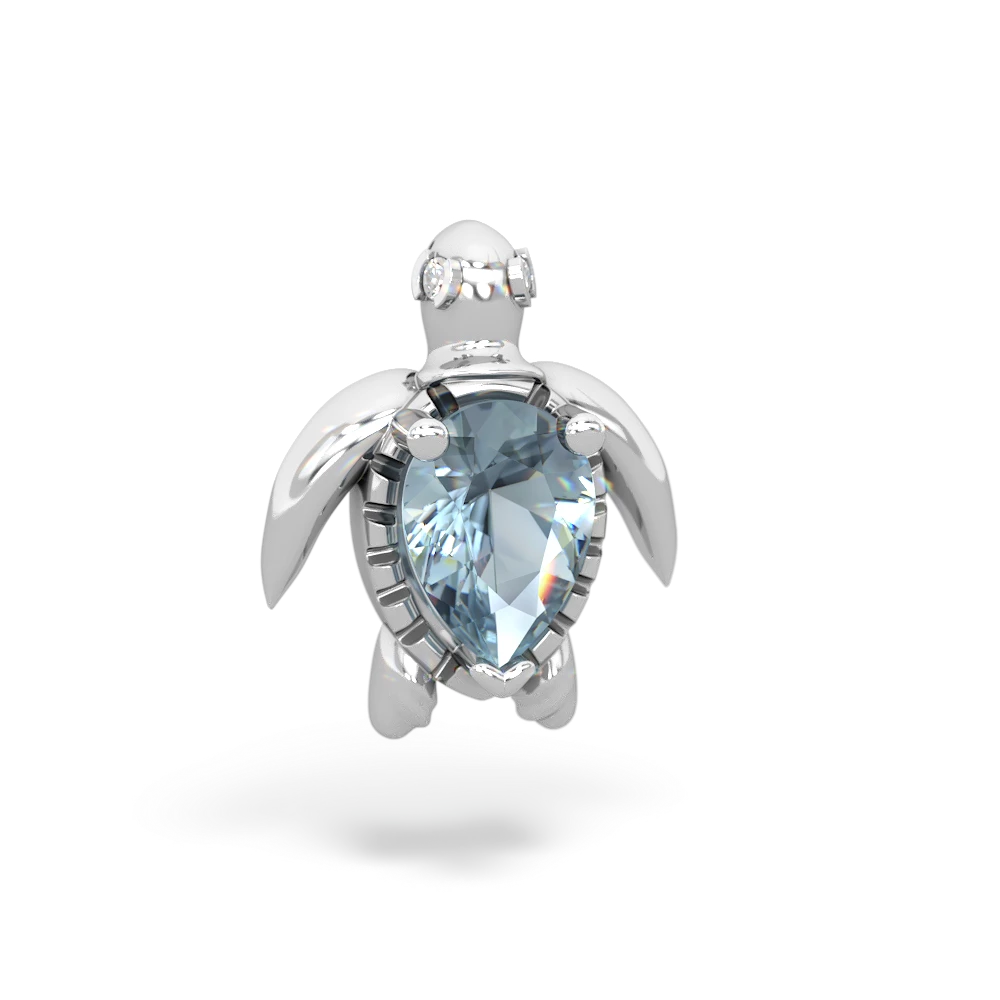 Aquamarine Baby Sea Turtle 14K White Gold pendant P5241