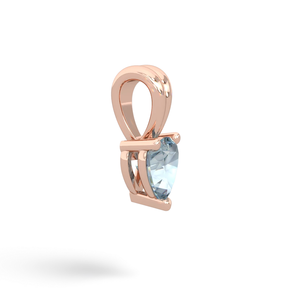 Aquamarine 5Mm Heart Solitaire 14K Rose Gold pendant P1861