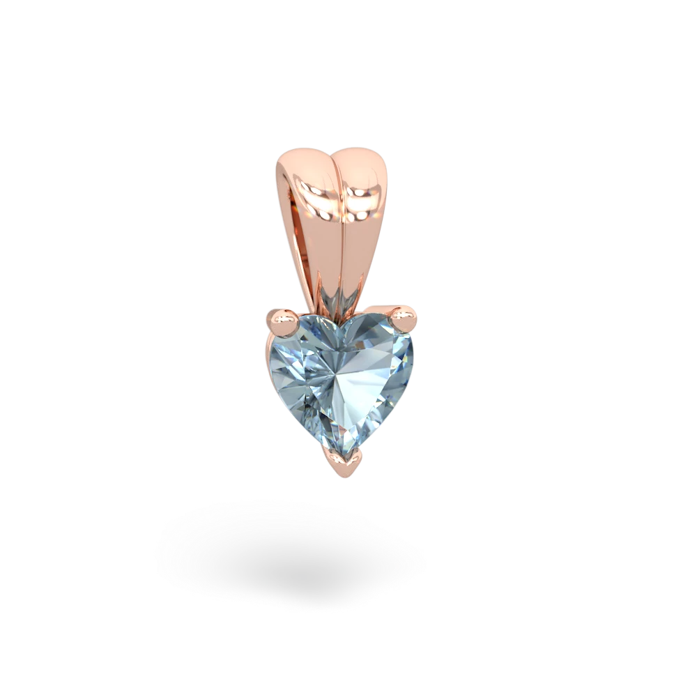 Aquamarine 5Mm Heart Solitaire 14K Rose Gold pendant P1861
