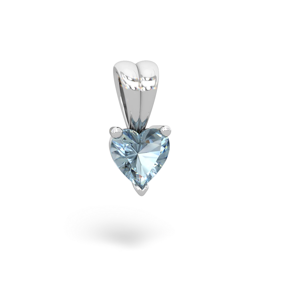 Aquamarine 5Mm Heart Solitaire 14K White Gold pendant P1861