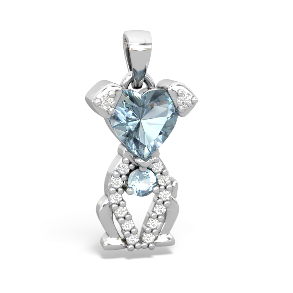 Aquamarine Puppy Love 14K White Gold pendant P5800