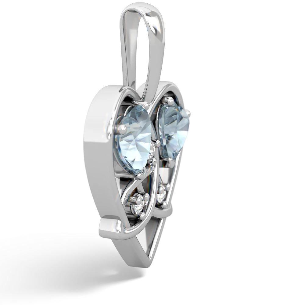 Aquamarine Celtic Trinity Heart 14K White Gold pendant P5331