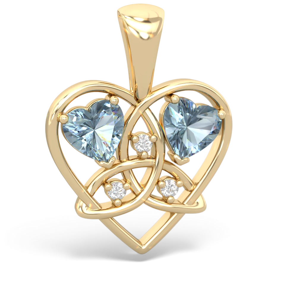 Aquamarine Celtic Trinity Heart 14K Yellow Gold pendant P5331