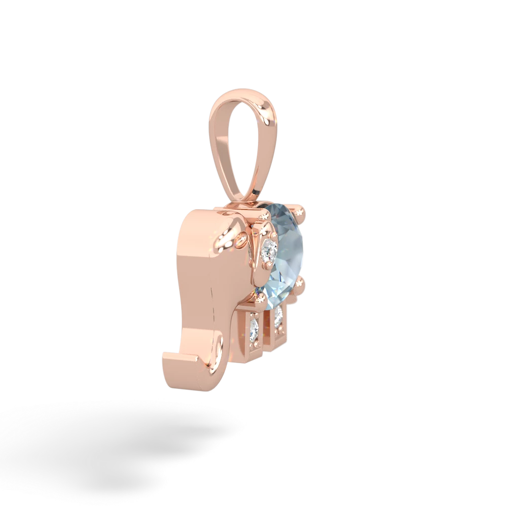 Aquamarine Elephant 14K Rose Gold pendant P2555