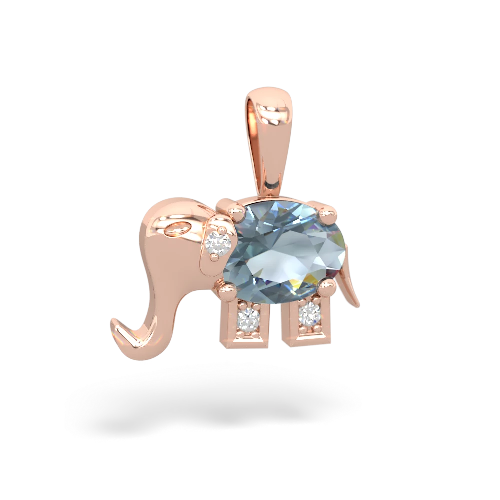 Aquamarine Elephant 14K Rose Gold pendant P2555