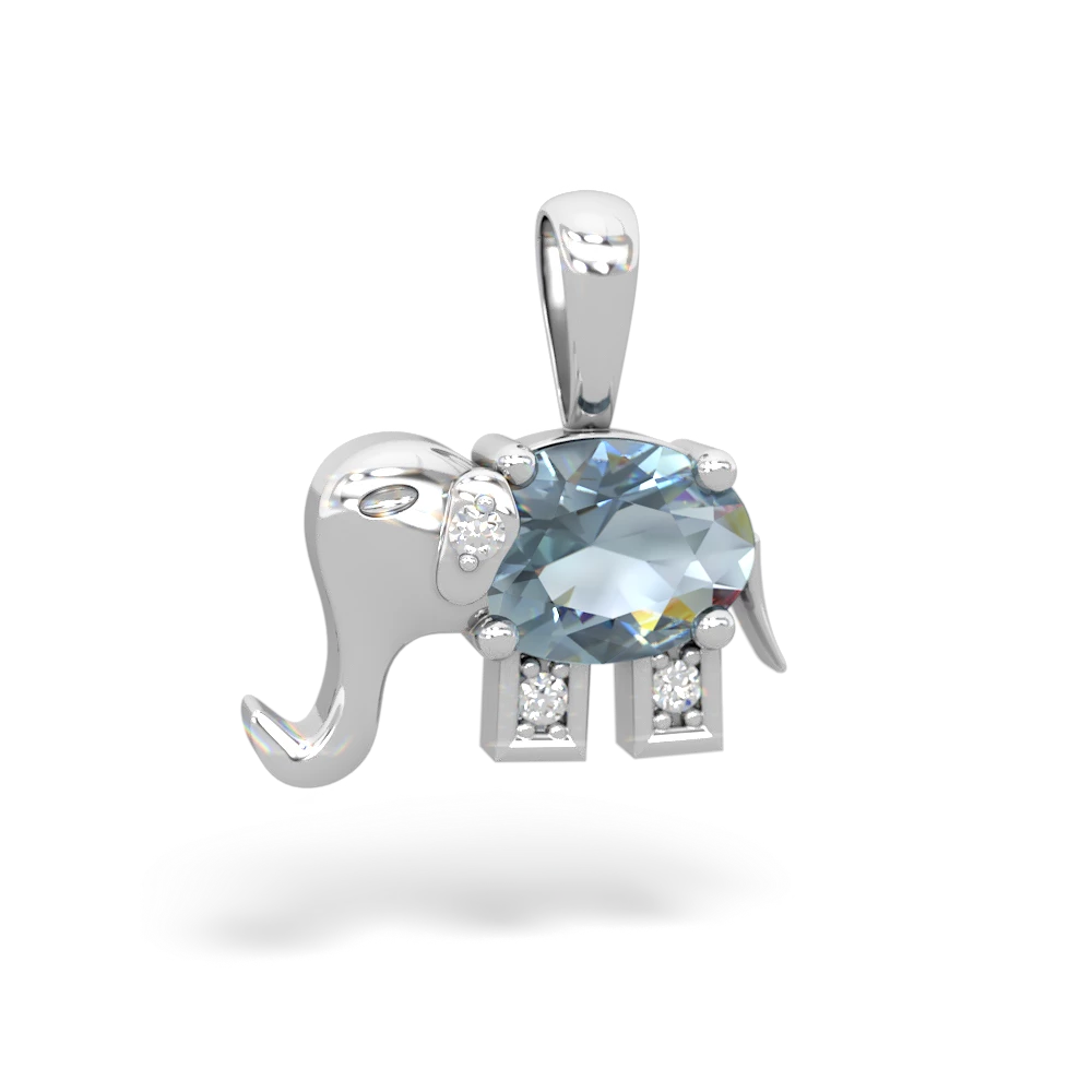 Aquamarine Elephant 14K White Gold pendant P2555