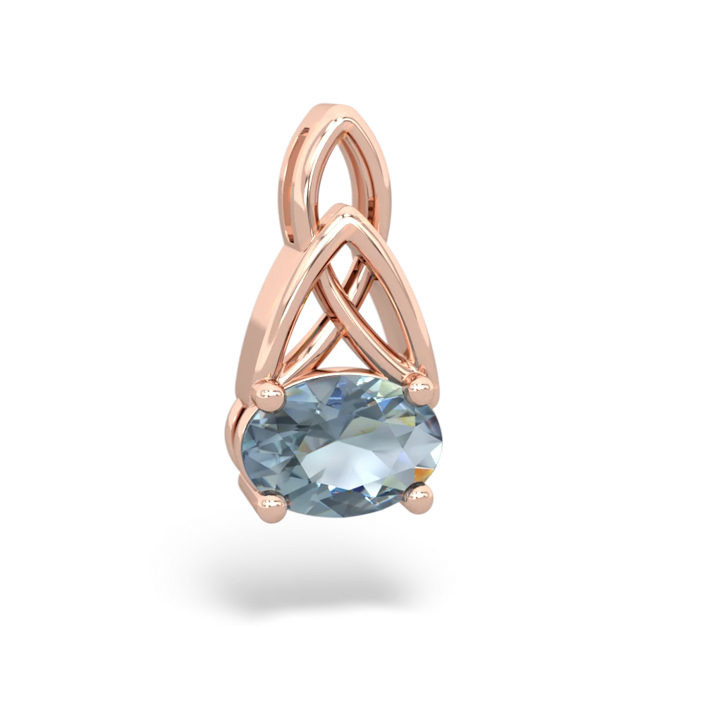 Aquamarine Celtic Trinity Knot 14K Rose Gold pendant P2389