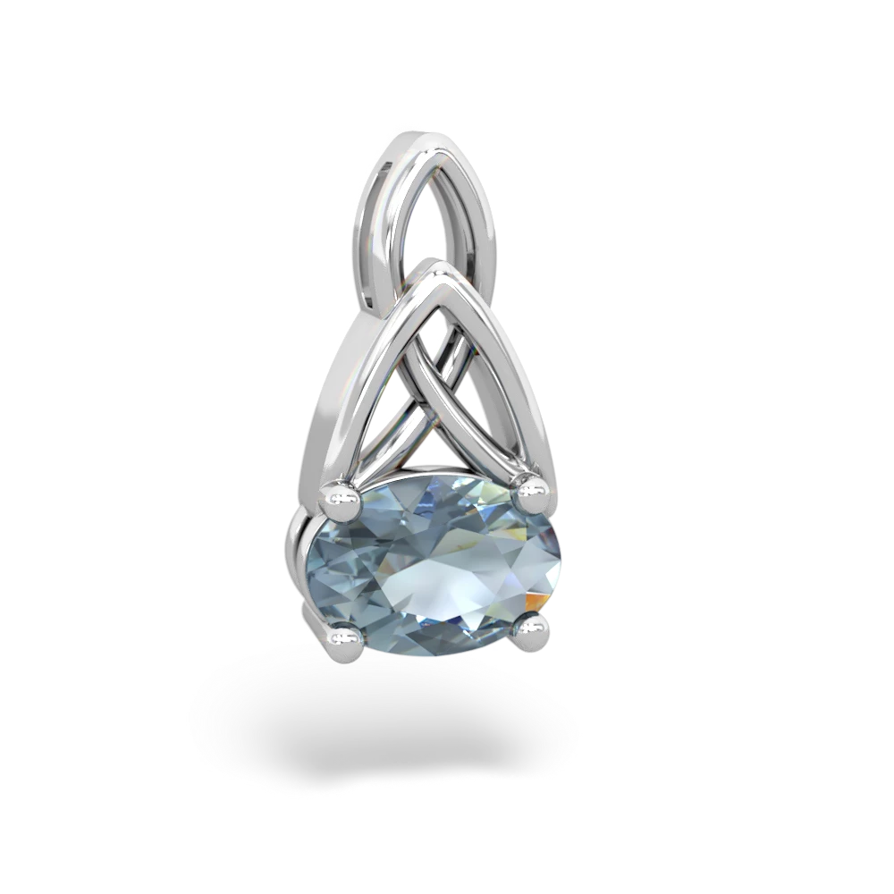 Aquamarine Celtic Trinity Knot 14K White Gold pendant P2389