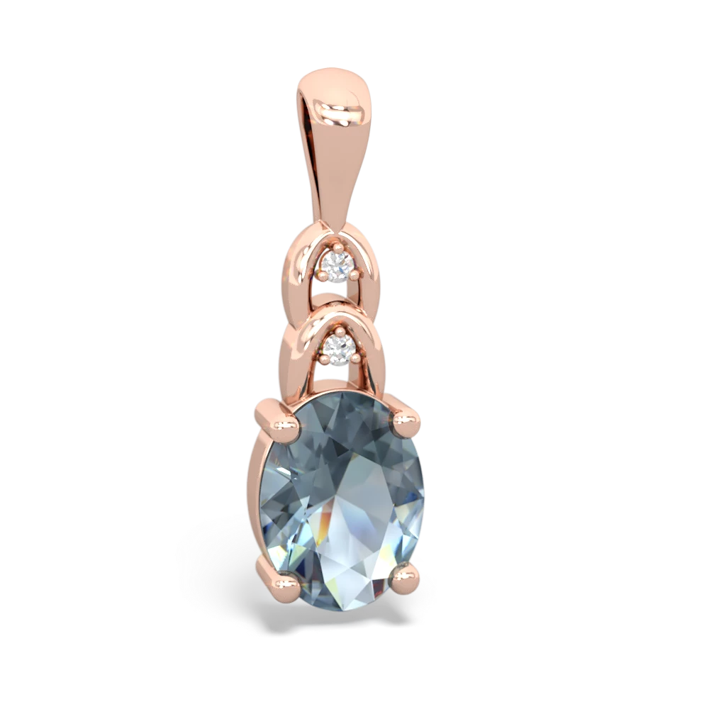 Aquamarine Links 14K Rose Gold pendant P4032