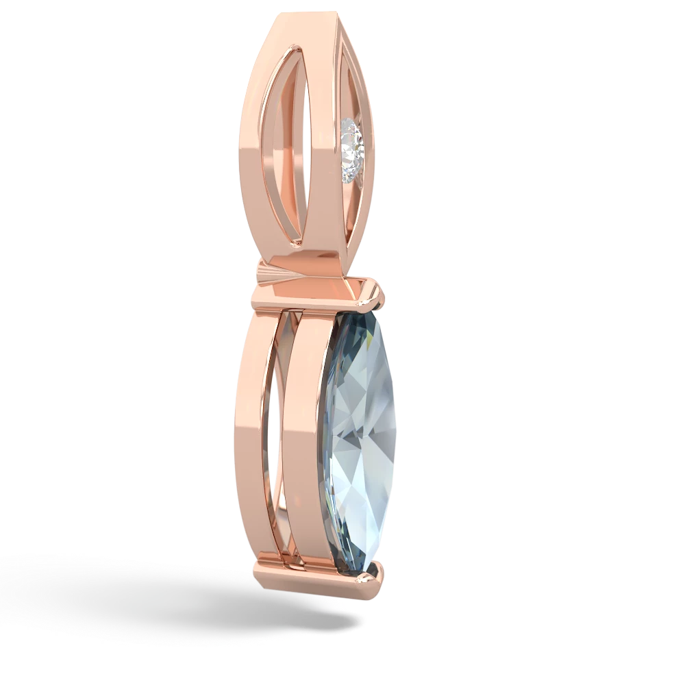 Aquamarine Marquise Drop 14K Rose Gold pendant P5333