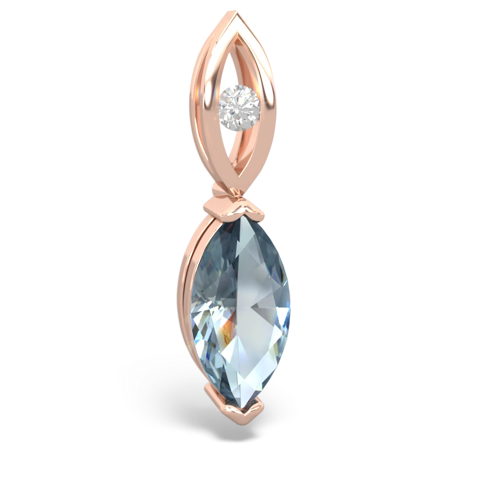 Aquamarine Marquise Drop 14K Rose Gold pendant P5333