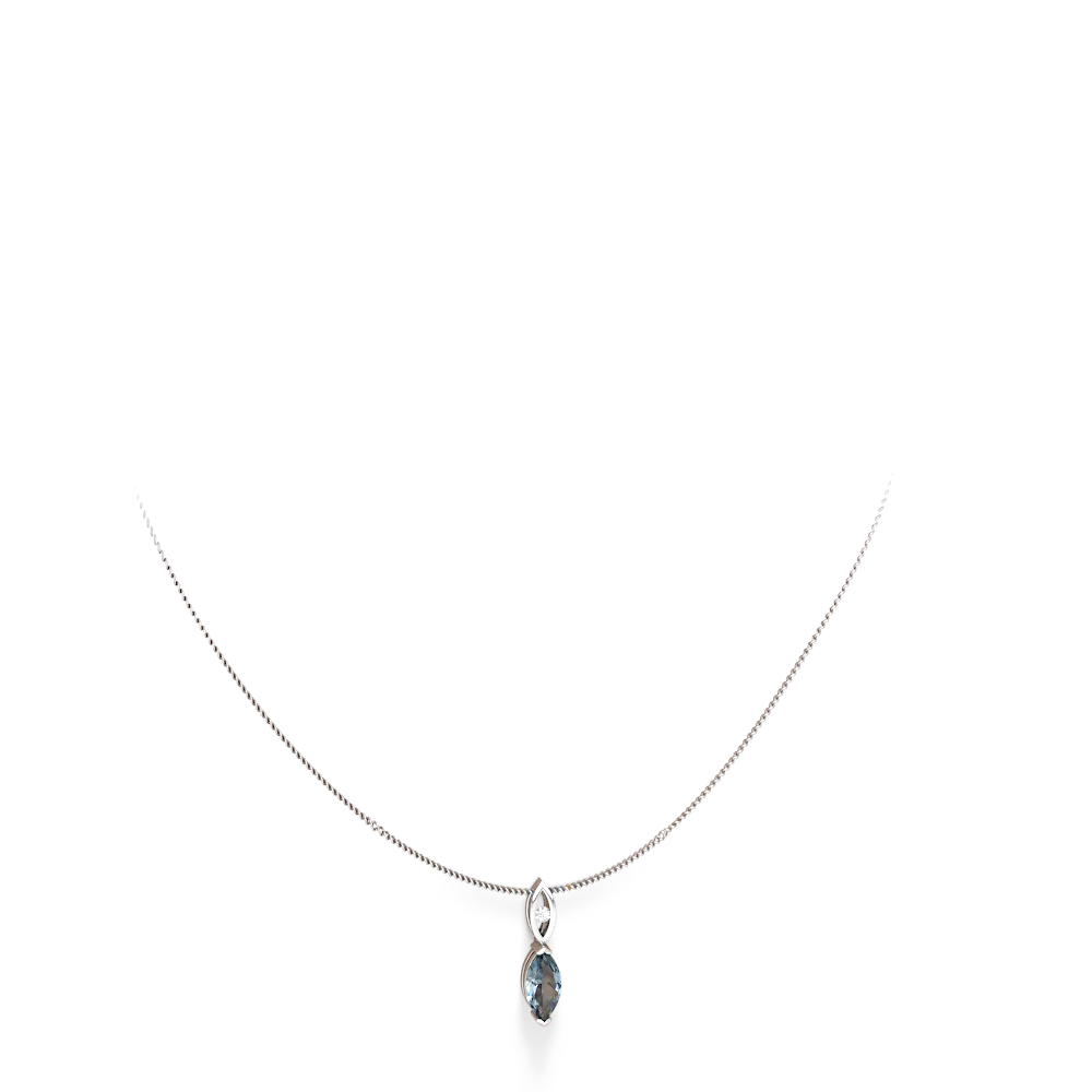 Aquamarine Marquise Drop 14K White Gold pendant P5333