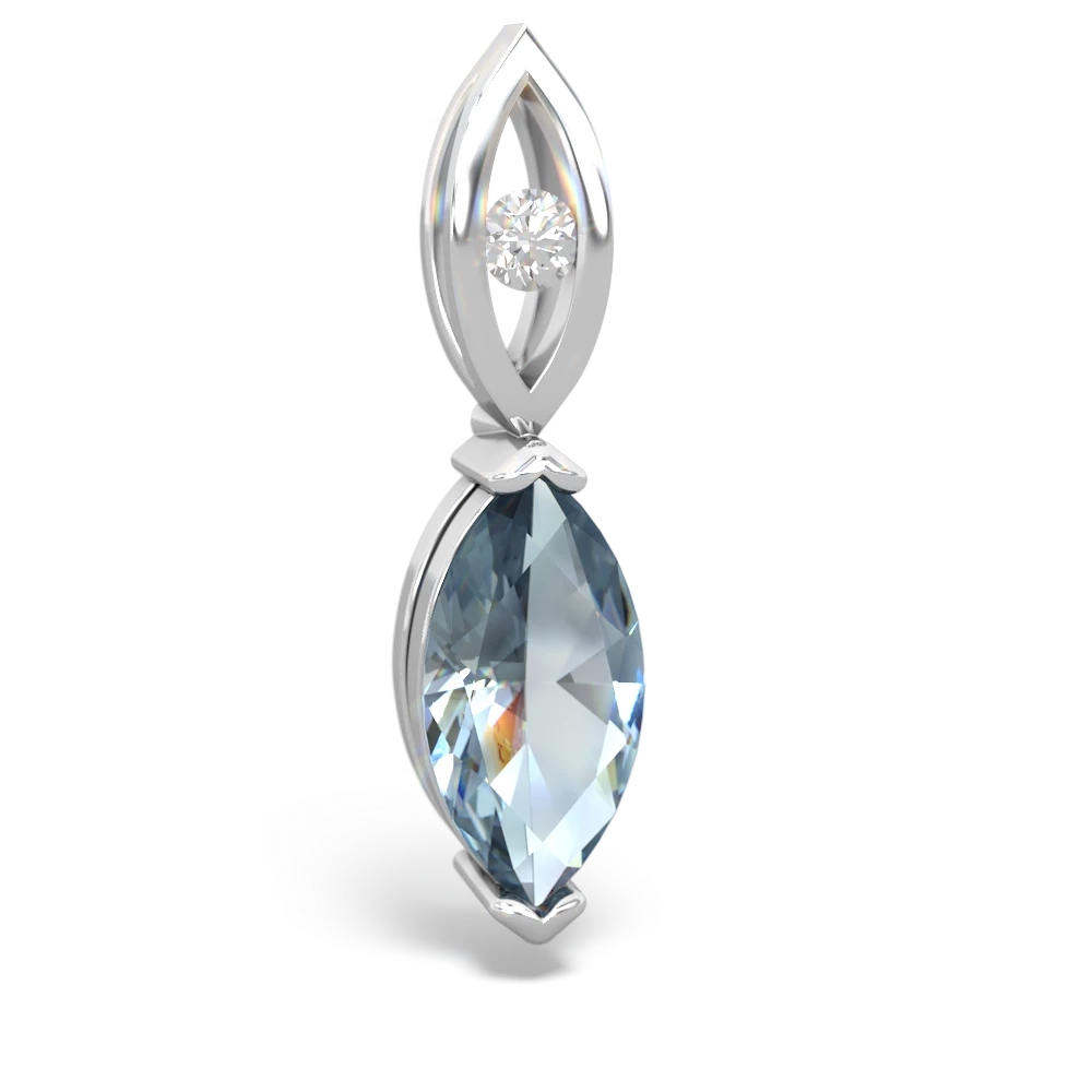 Aquamarine Marquise Drop 14K White Gold pendant P5333