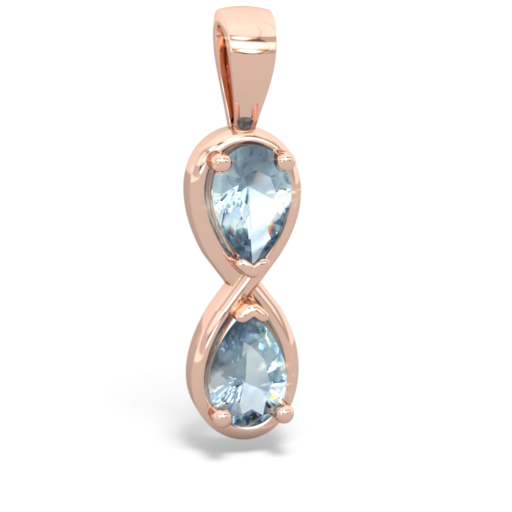 Aquamarine Infinity 14K Rose Gold pendant P5050