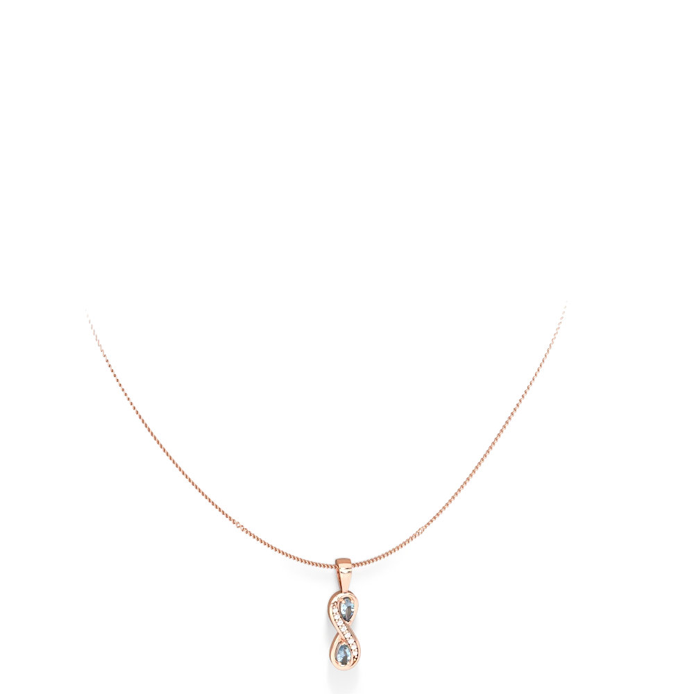 Aquamarine Diamond Infinity 14K Rose Gold pendant P5390