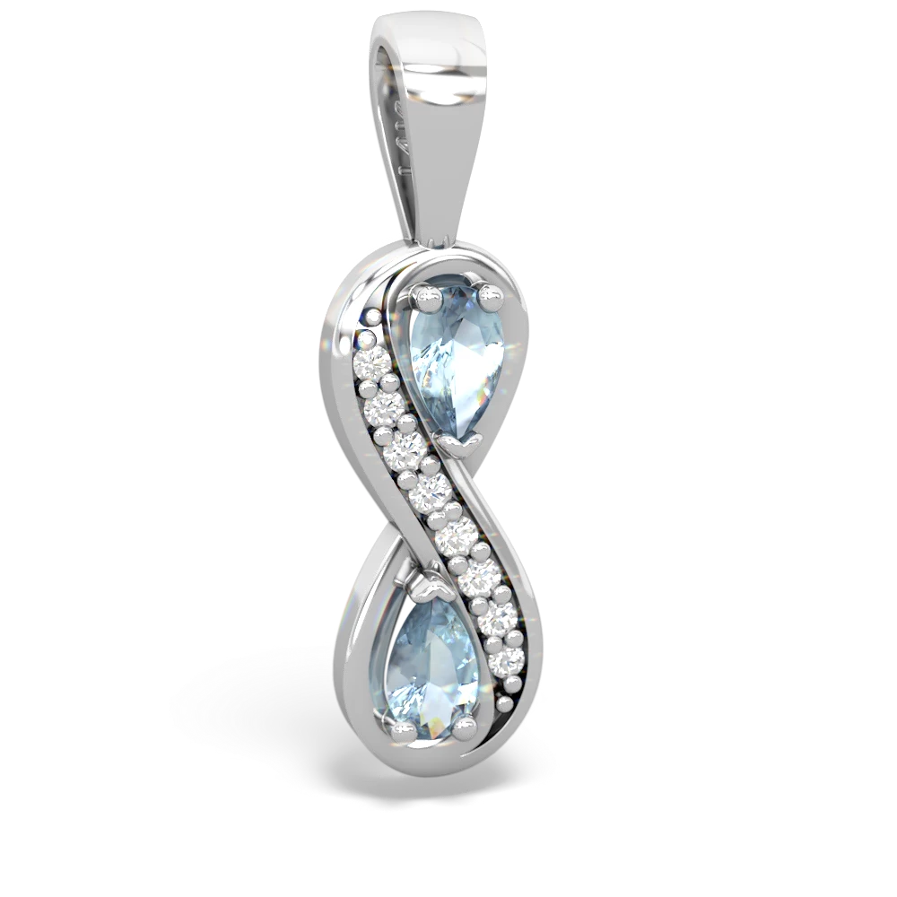 Aquamarine Diamond Infinity 14K White Gold pendant P5390