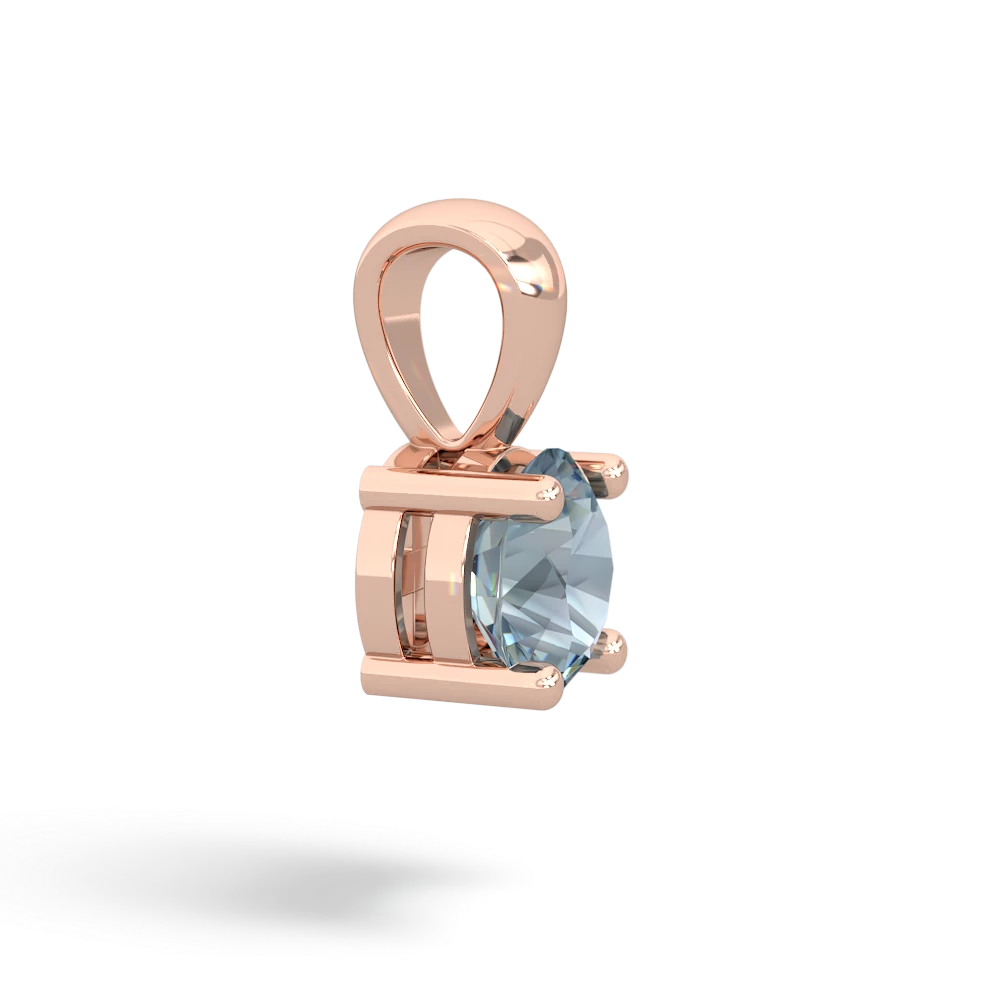 Aquamarine 6Mm Round Solitaire 14K Rose Gold pendant P1786