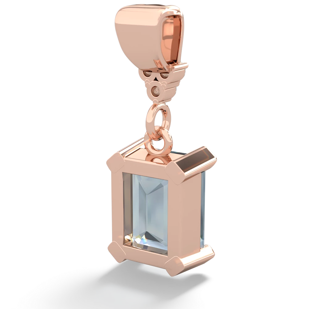 Aquamarine Art Deco Dangle 14K Rose Gold pendant P1937