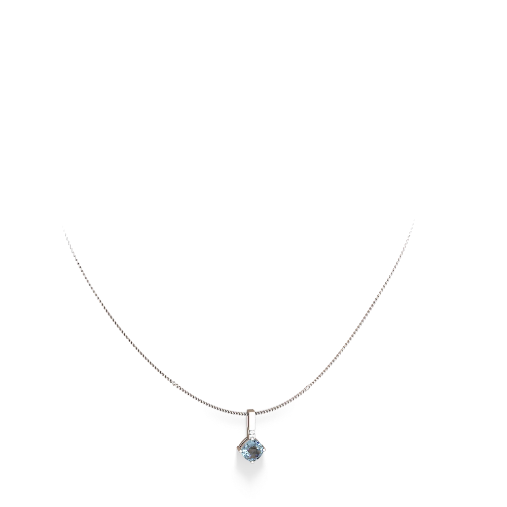 Aquamarine Simply Elegant 14K White Gold pendant P2489