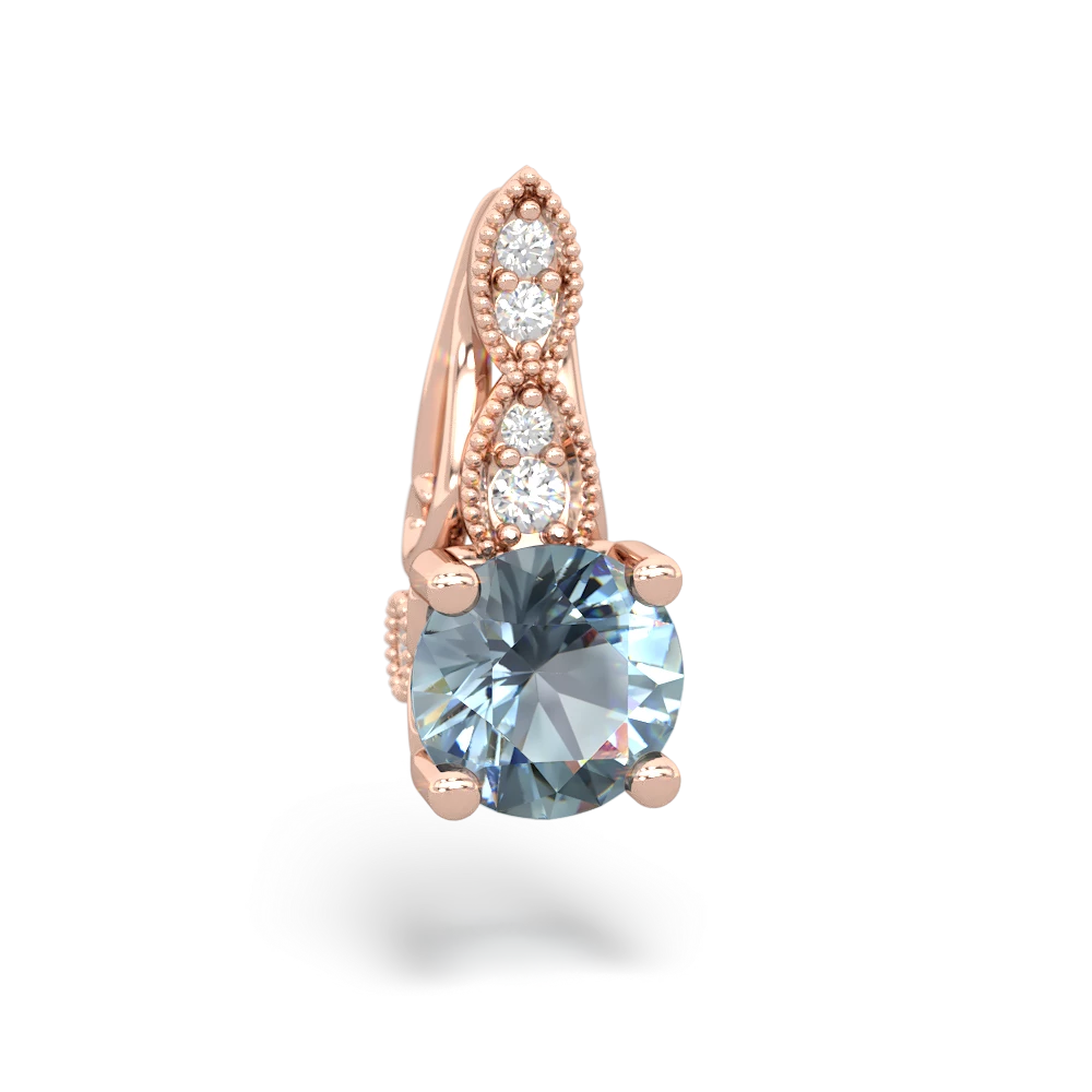 Aquamarine Antique Elegance 14K Rose Gold pendant P3100