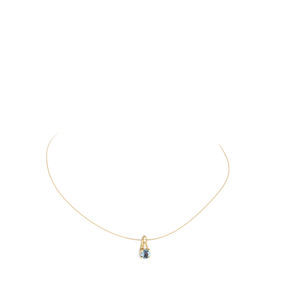 Aquamarine Antique Elegance 14K Yellow Gold pendant P3100