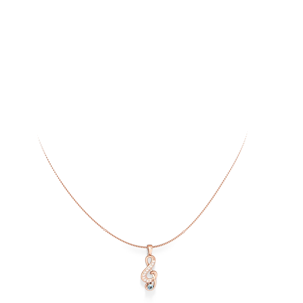 Aquamarine G-Clef Music 14K Rose Gold pendant P5830