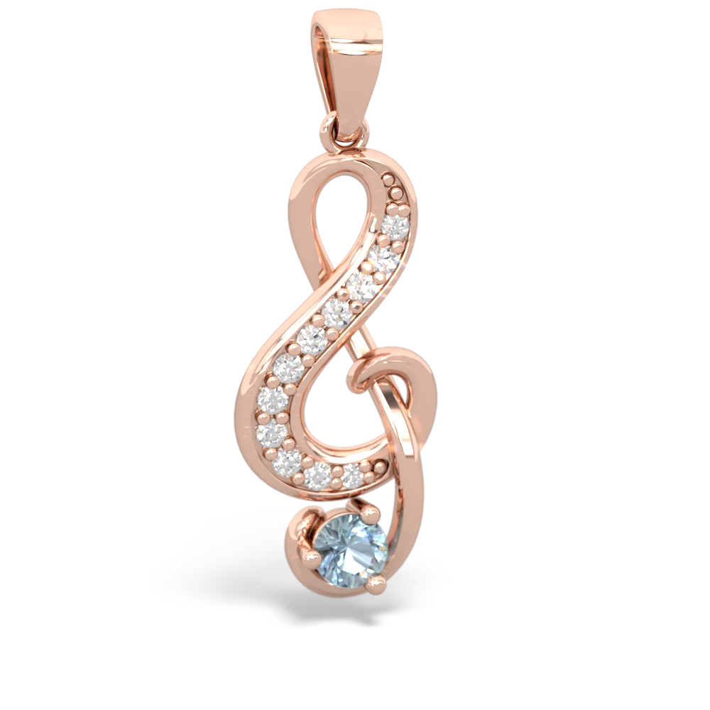 Aquamarine G-Clef Music 14K Rose Gold pendant P5830