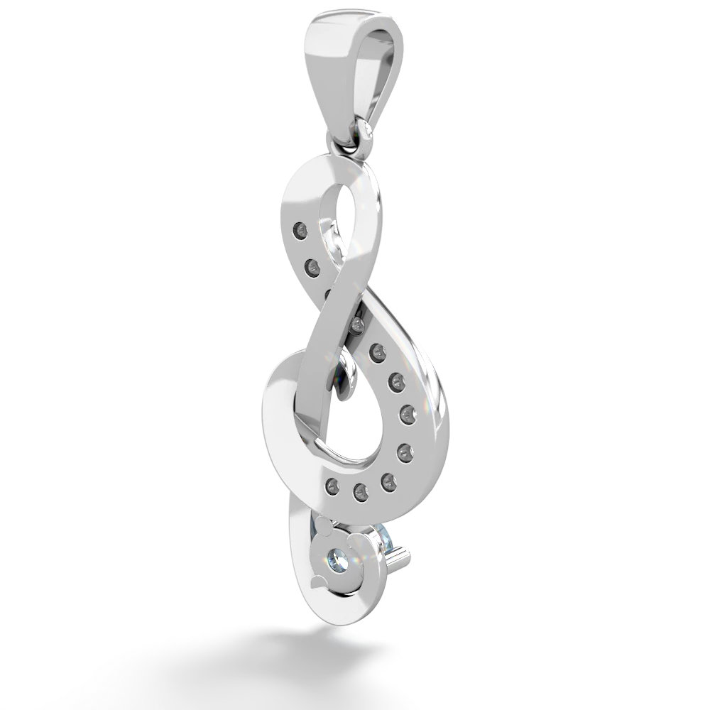 Aquamarine G-Clef Music 14K White Gold pendant P5830