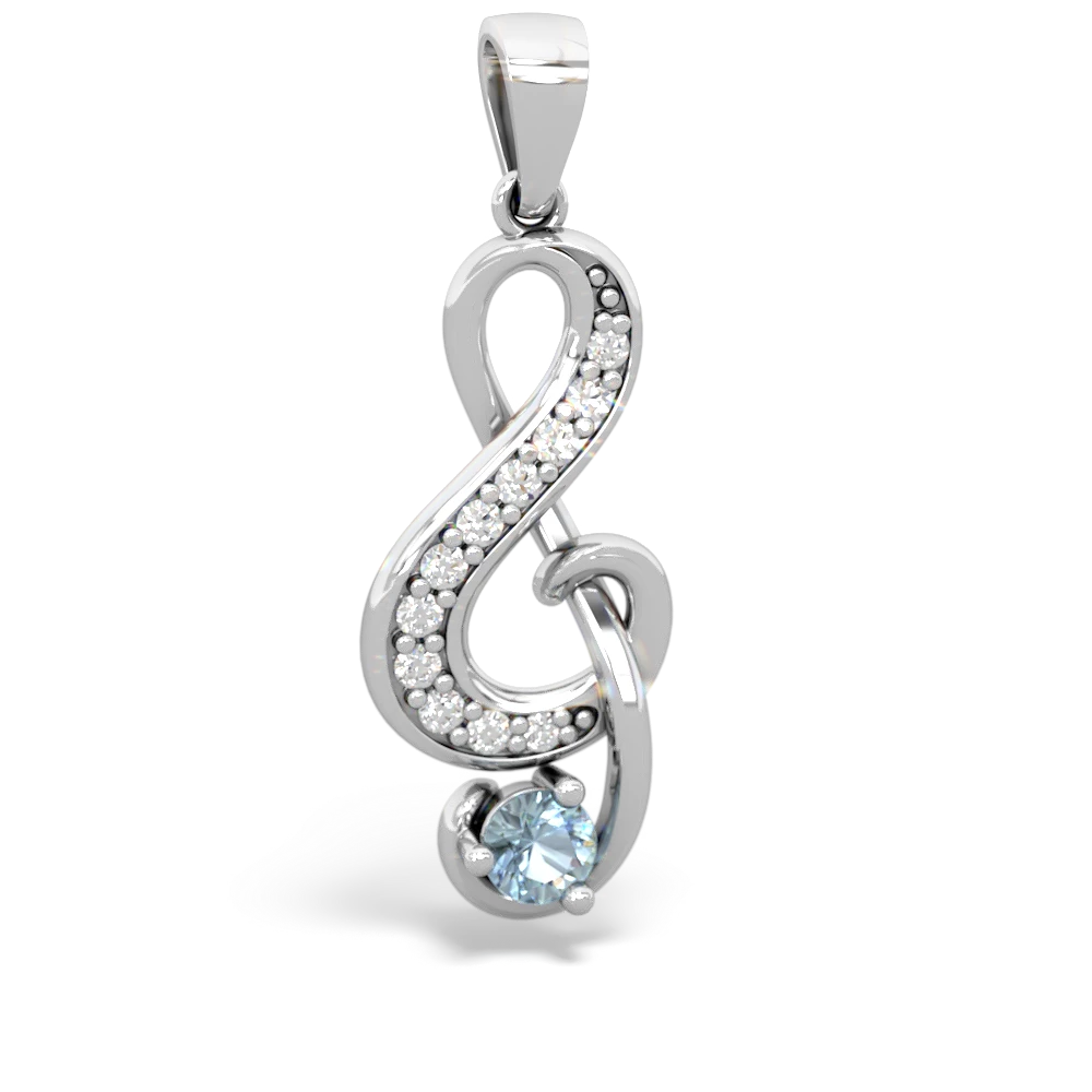 Aquamarine G-Clef Music 14K White Gold pendant P5830