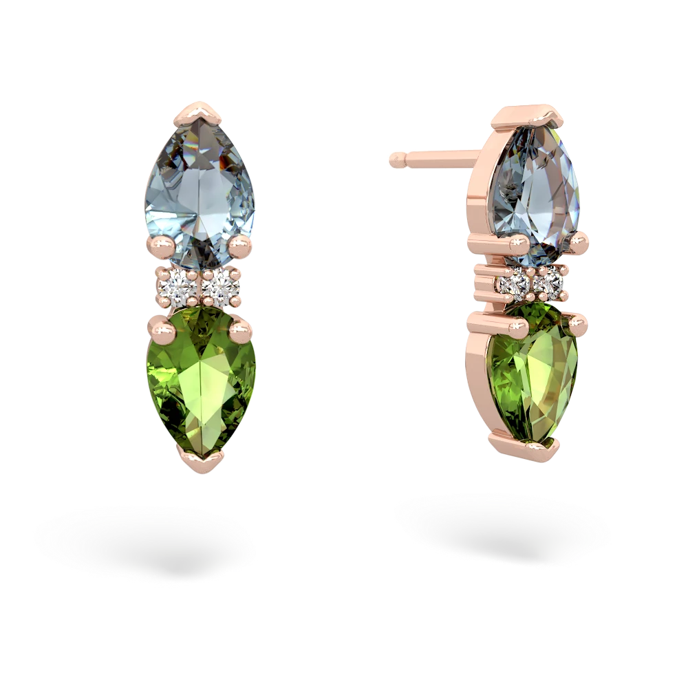 Aquamarine Bowtie Drop 14K Rose Gold earrings E0865