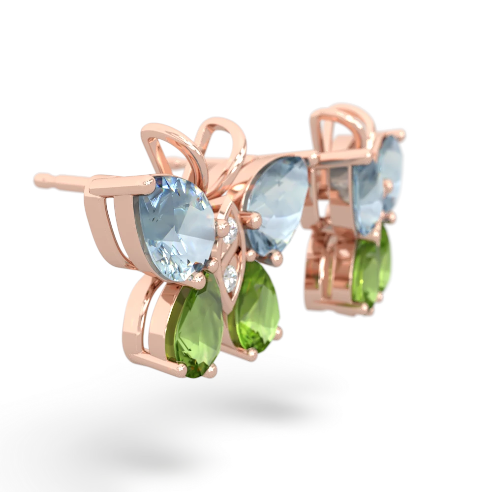 Aquamarine Butterfly 14K Rose Gold earrings E2215